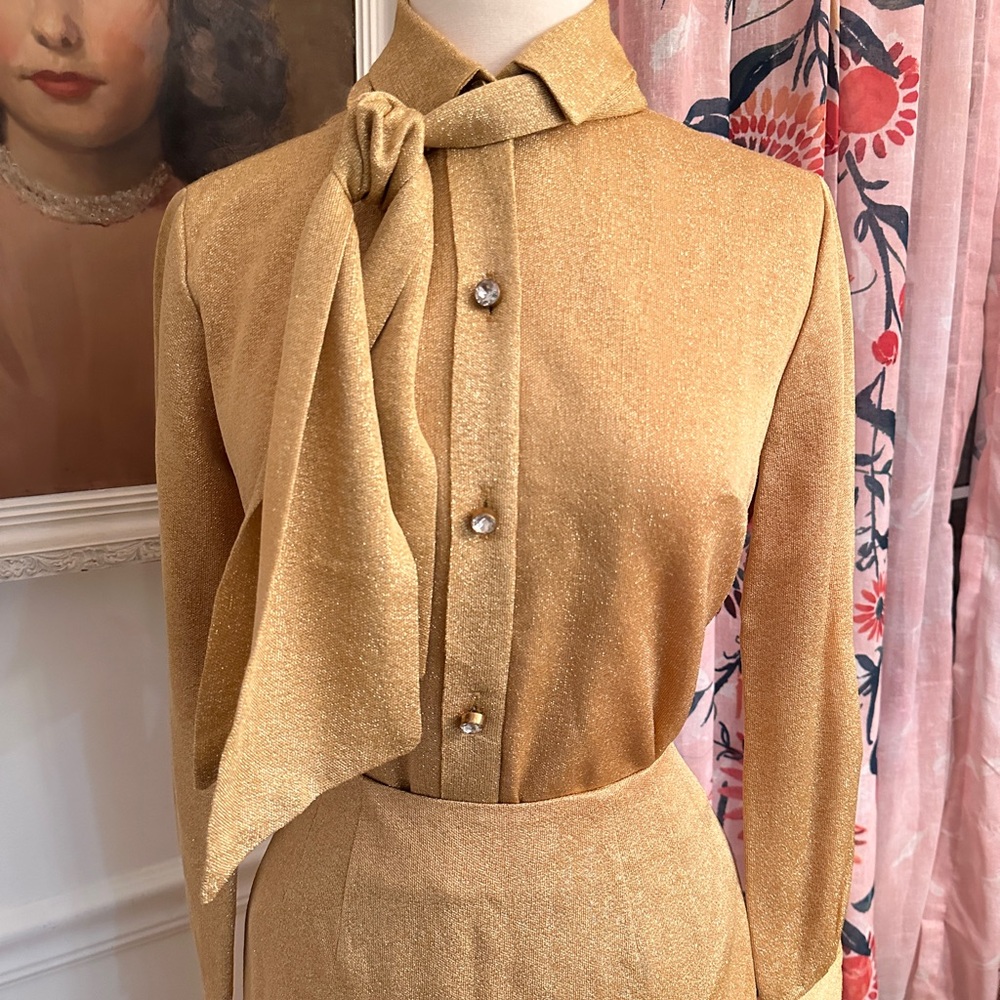 Vintage Gold Shaheen skirt suit 1960s made in Hawaii - Picture 8 of 8
